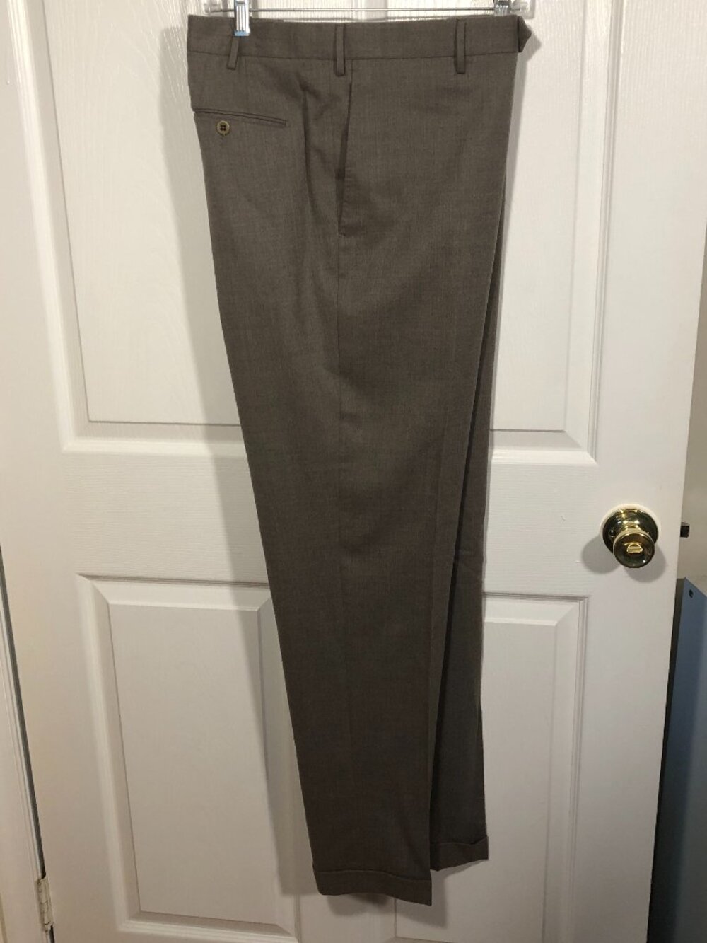 Zanella Platinum men light brown dressy pants, Style Parker,  cuffed legs, 40